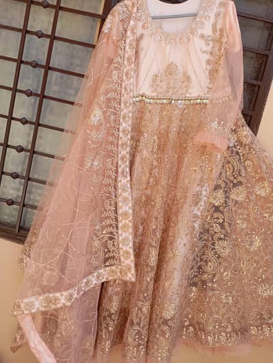 Elegant walima maxi/only 2 hours used/ walima maxi/rose gold color