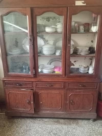 Wooden Crockery Cabinet Showcase Strong & Spacious Condition