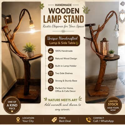 Wood Lamp Stand For Sale