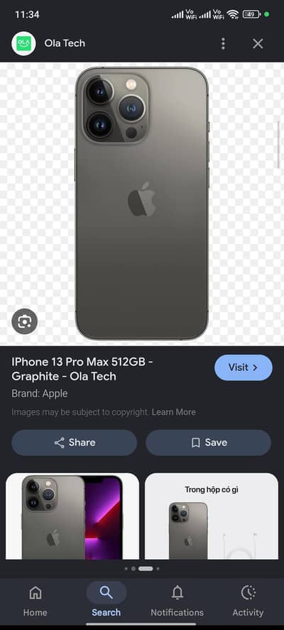 Apple iPhone 13 Pro graphite colour 128gb