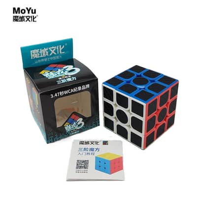 Rubik's Cube 3x3 Carbon Fiber stickerless Original Moyu Speed Cube