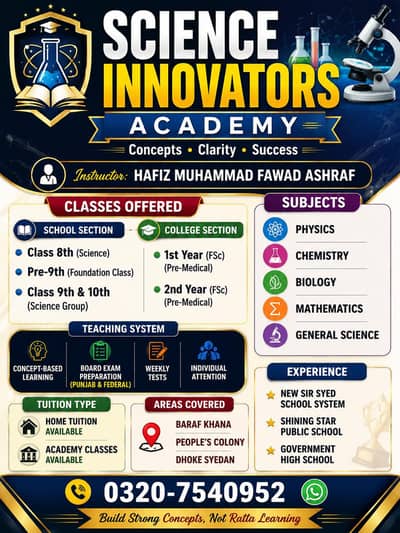 Science Innovators Academy – FSc & School Tuition