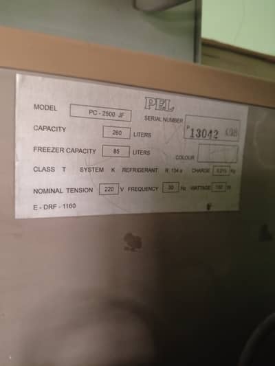 ​PEL PC-2500 JF Refrigerator (260 Liters) for Sale / پیل فرج برائے ف