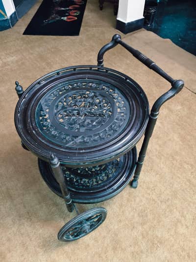 Tea trolly in chinioti style pure wood