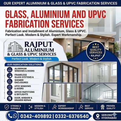 Windows, Doors, Office Cabins, Shower Cabins & Glass Railings services