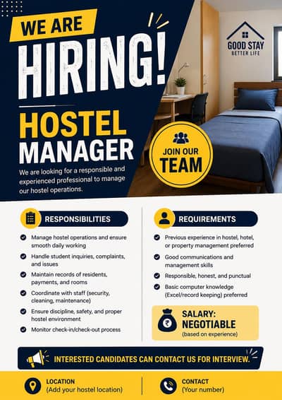 Hostel Manager Required