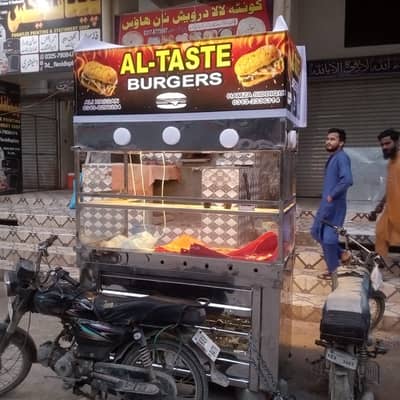 Steel Burger Stall for Sale samaan k sath / Fast Food Cart Urgent Sale