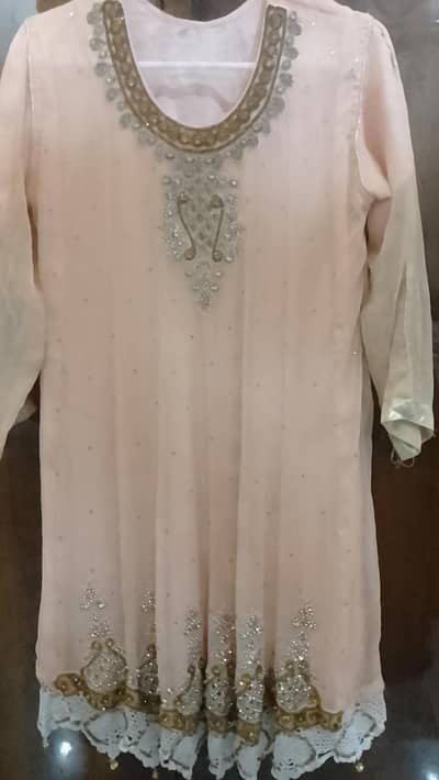 short maxi with original dabka work and front woven embroidery