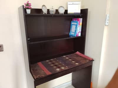 Student Study Table with Built-in Shelves