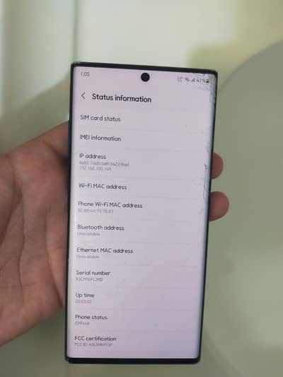 Samsung Mobile Note 10 Plus for sale glass crack read add