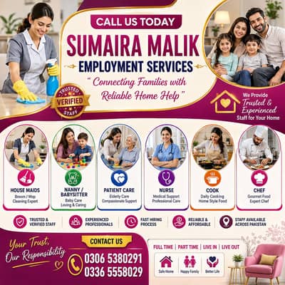 Maids / House Maids / cook / Nanny , chef / Baby Sitter maid available