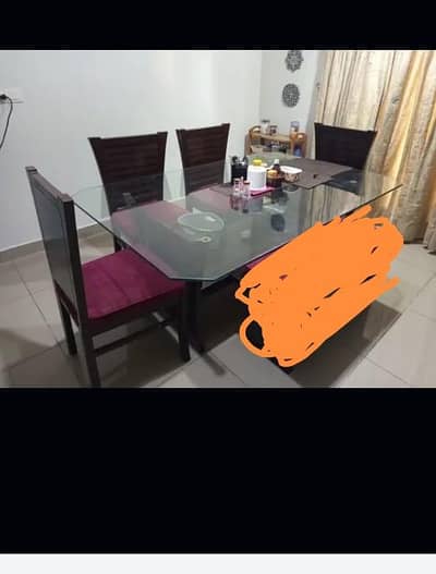 Dining Table high quality pure wood heavy glass