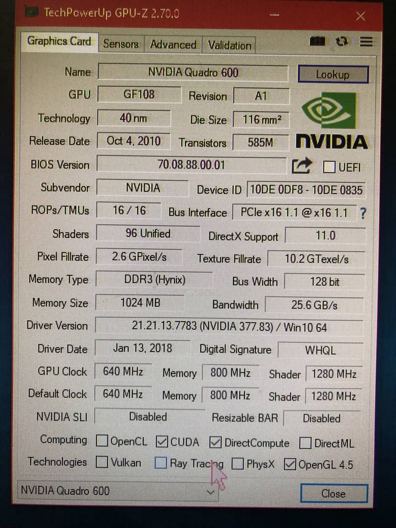 Nvidia quadro 600 5