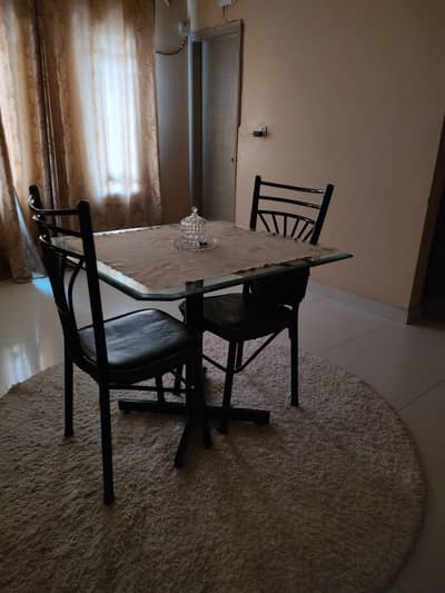 High quality steel dining table with 2 chairs black colour