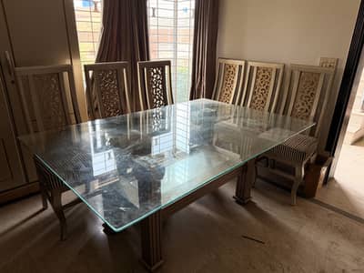 Dining table, kitchen showcase and wardrobe