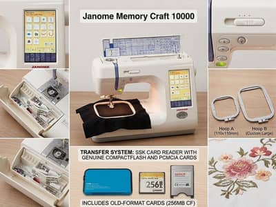 Janome Memory Craft 10000 Embroidery & Sewing Machine – Mint Condition