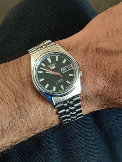 Seiko Automatic watch, glass back 34 mm strap
