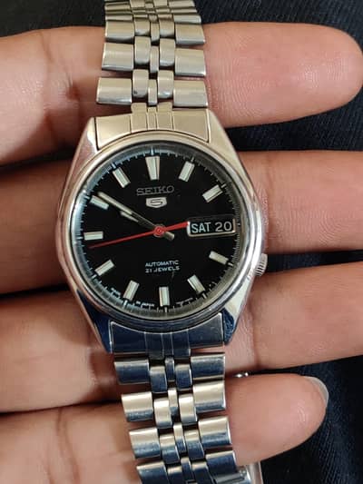 Seiko Automatic watch, glass back 34 mm strap