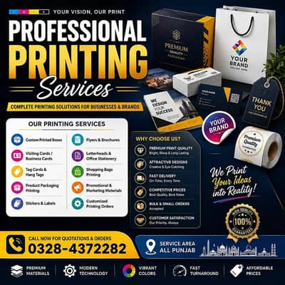 All Types of Printing Services | Boxes, Visiting Cards, Tag Cards &