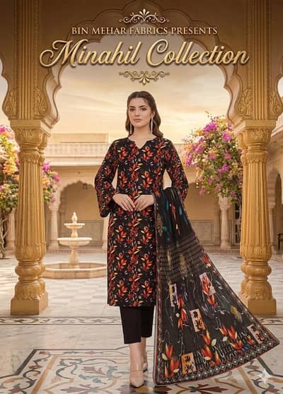 Minahil Lawn Ladies Suits 3 Peice
