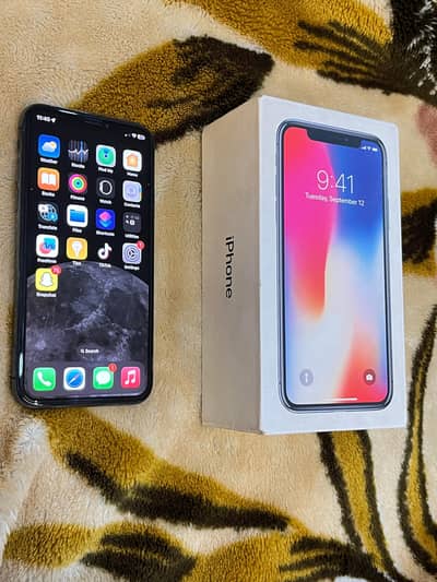 iPhone X with box PTA approved 64gb