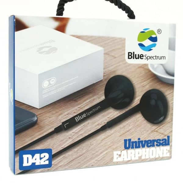 Blue Spectrum D42/J42 Wired Handsfree Earphones | Extra Bass Stereo Sound | HD Mic | 3.5mm Earphones for Android,Laptop & Gaming