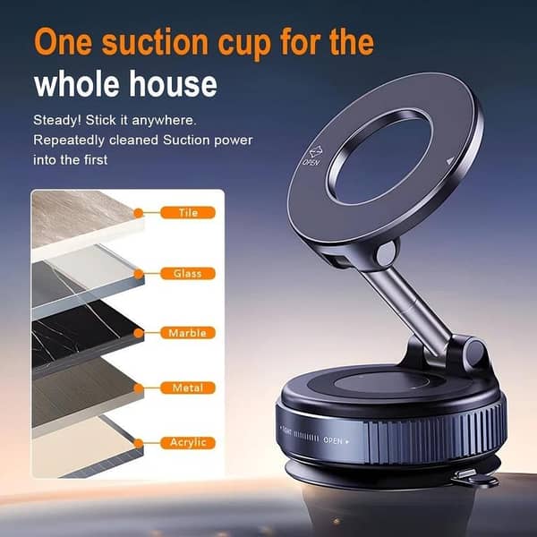 Vacuum Suction Magnetic Phone Mount K007/K009 | 360° Rotating Mobile Holder | Dashboard & Windshield Car Phone Holder | Universal Smartphone Mount
