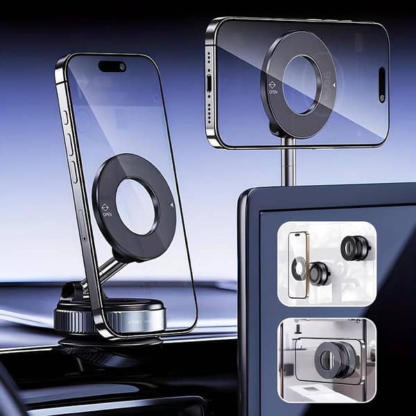 Vacuum Suction Magnetic Phone Mount K007/K009 | 360° Rotating Mobile Holder | Dashboard & Windshield Car Phone Holder | Universal Smartphone Mount