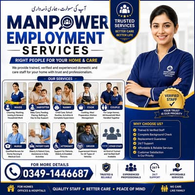 Maids/Cook/Chef/Patient Care/Baby Sitter All type of domestic Staff