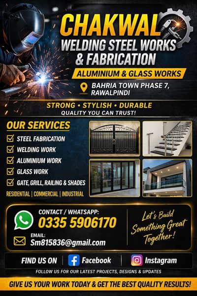 Chakwal Welding Steel Works & Fabrication | Aluminium & Glass Works |