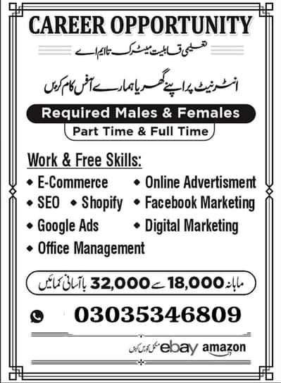 Need male female staff . . . apply now
