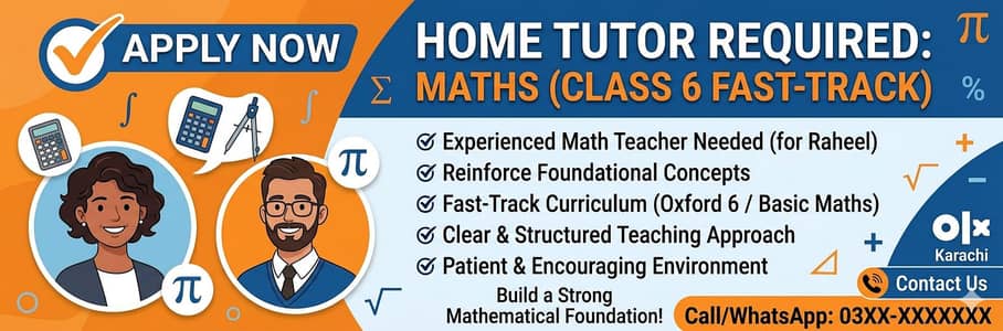 Home Tutor Needed: Foundational Math (Class 6 Fast-Track)