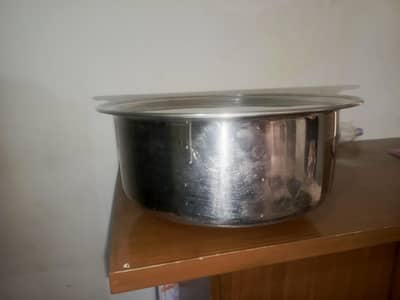 Heavy Quality Stainless Steel Patila with Lid (Dhakkan)
