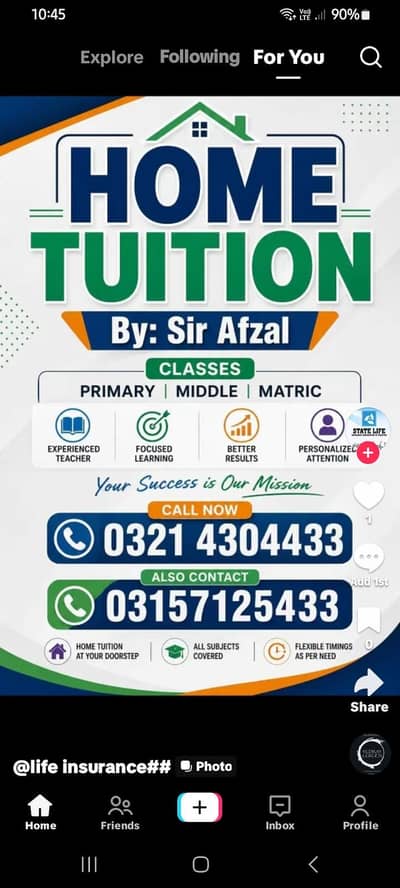 home tuition. tutor