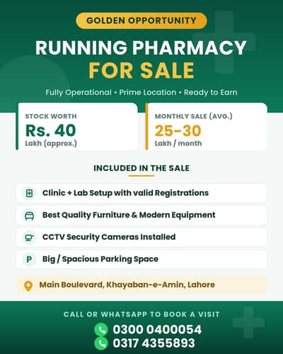 Runing Pharmacy For Sale