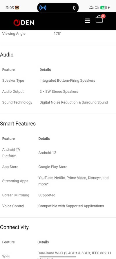 Oden 32 inch led Smart