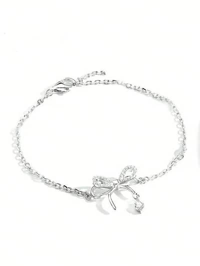 Silver Color Chains Bracelets Bow