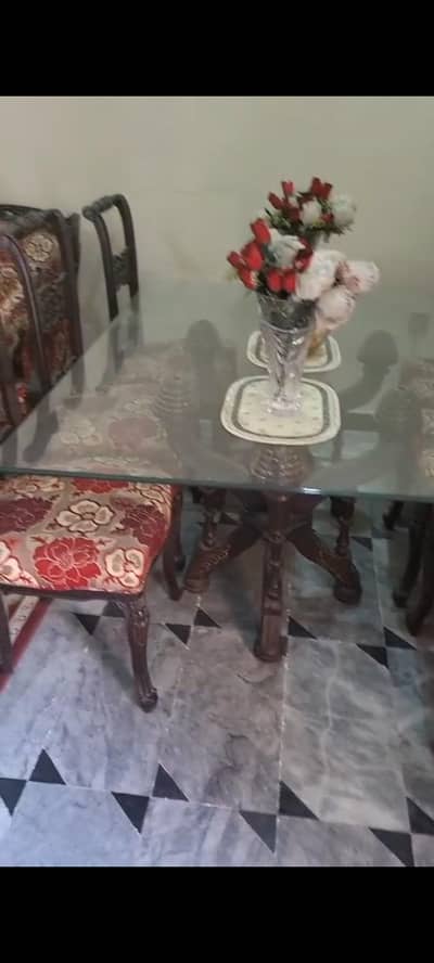 6 seater dining table. with 7 seater sofa set with tables