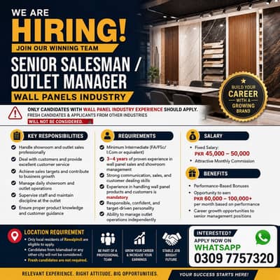 SENIOR SALES MAN / OUTLET MANAGER