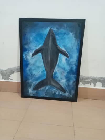 3D whale glass painting