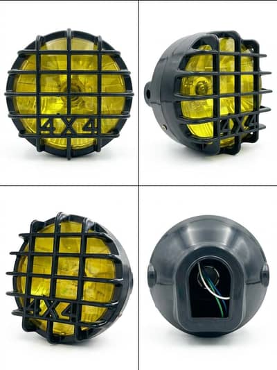 4x4 Round Off-Road Spot Light - Yellow Fog Lamp with Grill Cover
