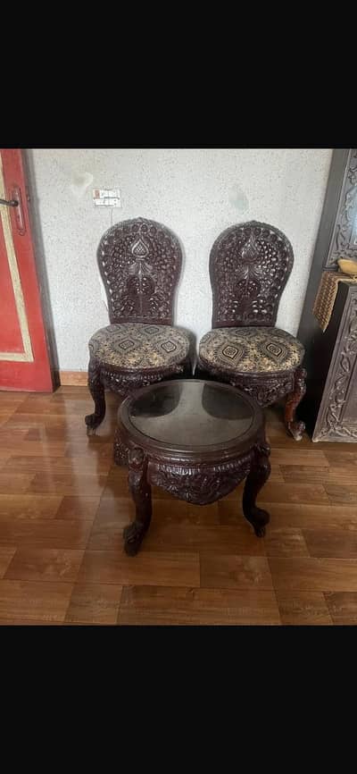 Slightly used Sofa Chairs, Table and Mirror Frame