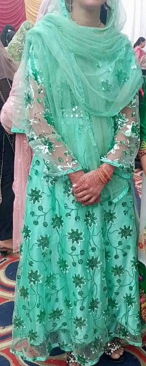 Mint green Embroidered Maxi+ Duppta Trouser L size only 1 time used