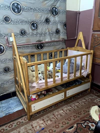 Baby wooden cot and swing