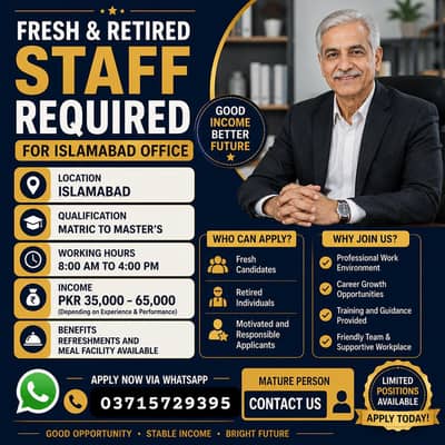 fresh and retired staff for office work