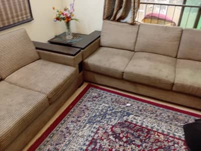 Sofa Set 7 Seater Used Futon Setter Wood Jute Cusions Brown