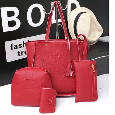 4 Piece Stylish Red Handbag Set -  1500 Only