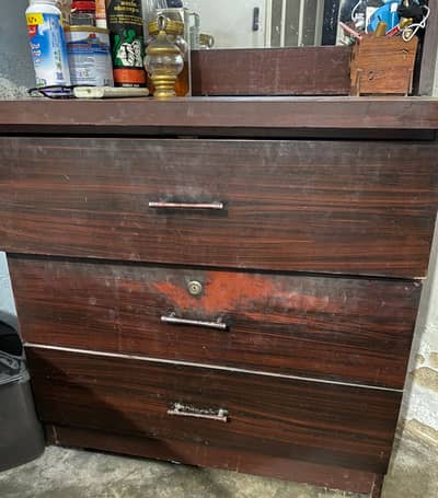 Dressing table and double door wooden cupboard