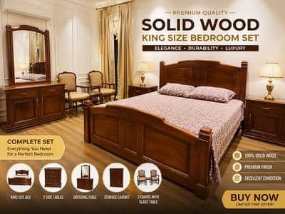 Solid Wood King Size Bedroom Set – Premium Condition