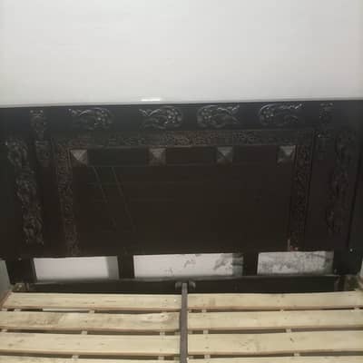 Solid Wood Bed – Good Condition – Like New After Minor Touch-Up